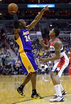 March 7, 2012 - Washington, DC, USA - Los Angeles Lakers shooting guard Kobe Bryant (24) looks to make a pass while defended by Washington Wizards shooting guard Bradley Beal (3) in the first half at the Verizon Center in Washington, D.C., Friday, December 14, 2012. Los Angeles Lakers vs Washington Wizards - ZUMAm67