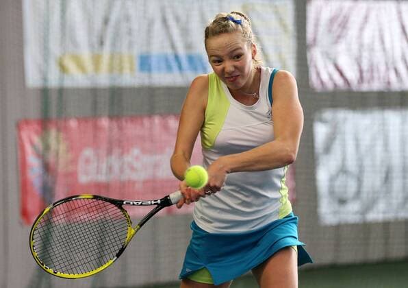 Nationale Deutsche Tennismeisterschaft 2012, Damen,Herren,Hallen Tennis Turnier in Biberach a.d.Riss, Spielerin Tayisiya Morderger,Aktion, Einzelbild,Halbkoerper,Querformat,