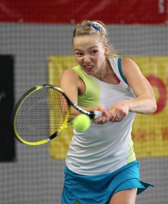 Nationale Deutsche Tennismeisterschaft 2012, Damen,Herren,Hallen Tennis Turnier in Biberach a.d.Riss, Spielerin Tayisiya Morderger,Aktion, Einzelbild,