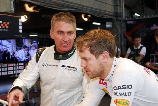 16.12.2012 - Mick Doohan (AUS) und Sebastian Vettel (GER) beim Race of Champions in Bangkok (Thailand).