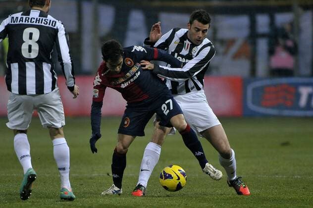 Marco Sau Cagliari, Andrea Barzagli Juventus.- Calcio Cagliari vs Juventus Turin.Serie A - Parma Stadio Ennio Tardini, Football Calcio 2012 2013.. federicoxtardito