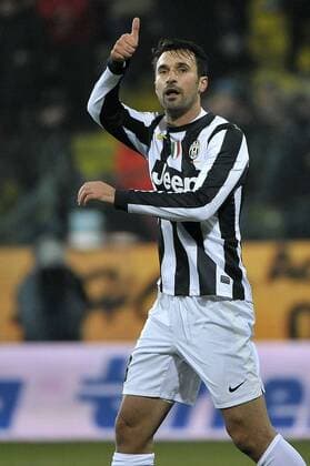 Mirko Vucinic , goal celebration , Juventus.- Calcio Cagliari vs Juventus Turin.Serie A - Parma Stadio Ennio Tardini, Football Calcio 2012 2013. federicoxtardito