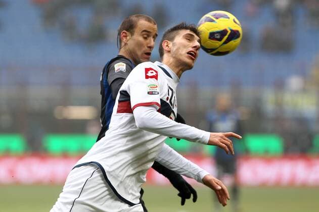 Rodrigo Palacio Inter Mario Sampirisi Genoa.Milano 22 12 2012 Stadio S.Siro .Football Calcio Serie A 2012 13.Inter v Genoa. PaoloxNucci