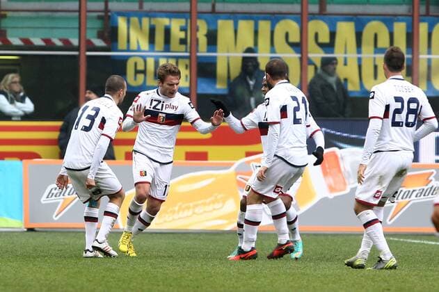 Esultanza di Ciro Immobile Genoa.Goal celebration.Milano 22 12 2012 Stadio S.Siro .Football Calcio Serie A 2012 13.Inter v Genoa. PaoloxNucci