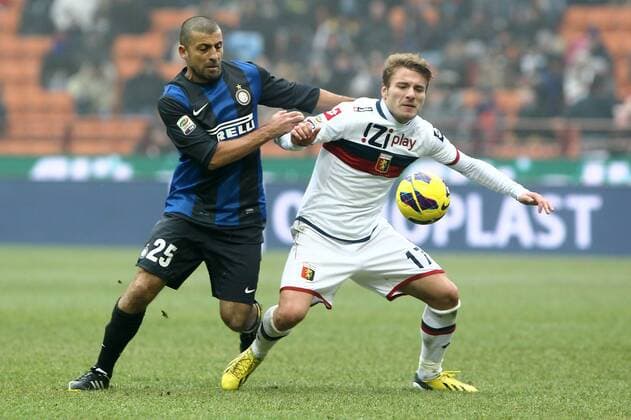 Walter Samuel Inter Ciro Immobile Genoa.Milano 22 12 2012 Stadio S.Siro .Football Calcio Serie A 2012 13.Inter v Genoa. PaoloxNucci