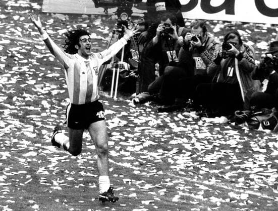 WM Finale 1978, Buenos Aires, Argentinien vs Niederlande: Torjubel Mario Kempes (Argentinien)
