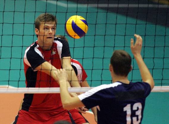 04.01.2013 Kecskemet(Hungary) Belgium-Croatia men s Volleyball CEV qualifiers boys for European Championship in Serbia & Bosnia Laszlo De Paepe(L) Belgium : 