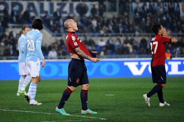 Radja Nainggolan - Marco Sau Cagliari 05 01 2013 Roma Stadio Olimpico Football 2012 2013 Campionato di Calcio Serie A; Lazio Rom - Cagliari Calcio. AntoniettaxBaldassarre
