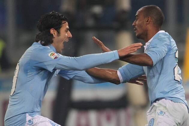05.01.2013. Rome, Italy. Serie A Football League, Olympic Stadium Rome. Konko celebrates after his goal during the league match Lazio Rom - Cagliari Calcio 2-1. xMarkxIacobuccix  ActionPlus11362638