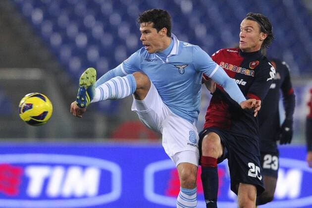 Mi Roma 05 01 2013 - campionato di calcio serie A Lazio Rom - Cagliari Calcio: Hernanes - Albin Ekdal 
