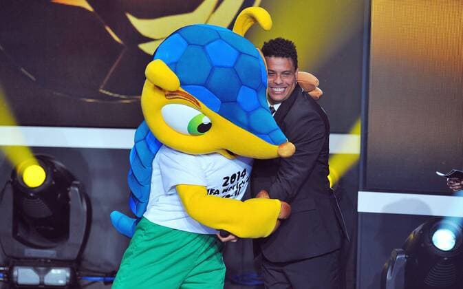 Jan 07, 2013 - Zurich, Switzerland - Mascot FULECO of FIFA World Cup 2014 in Brazil dances with RONALDO during the FIFA Ballon d Or Gala 2013 at Congress House. Soccer 2013 - FIFA Ballon D Or 2012  - ZUMAm11
