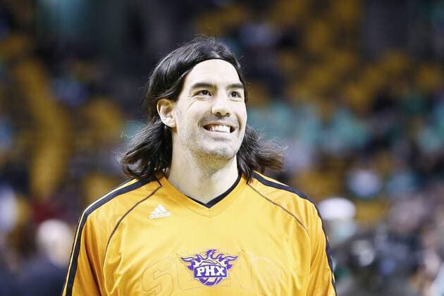 09 January 2013: Phoenix Suns power forward Luis Scola (14) warms up prior to the Boston Celtics 87-79 victory over the Phoenix Suns at the TD Garden, Boston, Massachusetts, USA. NBA Basketball Herren USA JAN 09 Suns at Celtics Icon483130109058 EDITORIAL USE ONLY