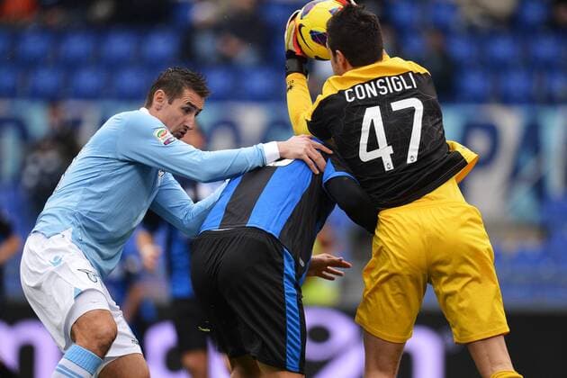 Miroslav Klose Lazio, Andrea Consigli Atalanta.Roma - Rom, 13.01.2013 - Serie A 2012 2013 - Lazio Rom vs Atalanta Bergamo - andreaxstaccioli