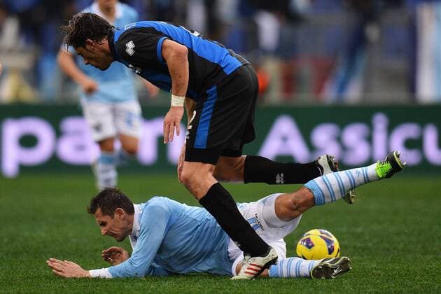 Miroslav Klose Lazio, Guglielmo Stendardo Atalanta.Roma - Rom, 13.01.2013 - Serie A 2012 2013 - Lazio Rom vs Atalanta Bergamo - andreaxstaccioli