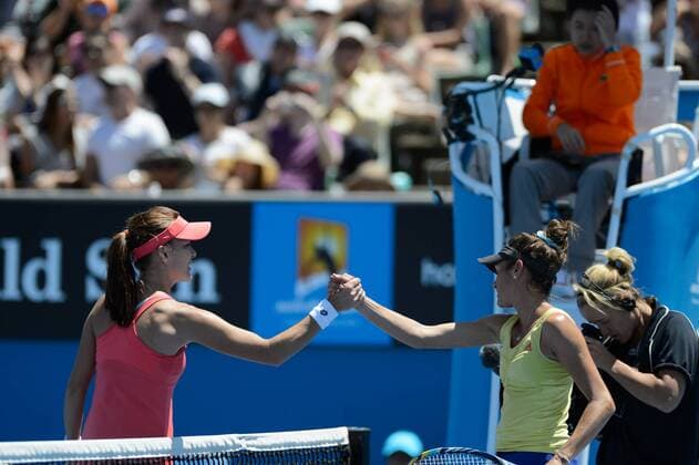 Jan. 14, 2013 - Melbourne, Victoria, Australia - January 14, 2013: Agnieszka Radwanska (POL) wins her first round match on day one of the 2013 Australian Open grand slam tennis tournament at Melbourne Park in Melbourne, Australia. Sydney Tennis 2013 - Australian Open - Day 1 - ZUMAc04