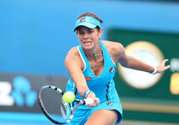 January 14, 2013: Julia Görges (GER) hits a forehand against during the first round of the Australian Open at Melbourne Park Tennis Centre in Melbourne, Australia. TENNIS: JAN 14 Australian Open Icon130114431 EDITORIAL USE ONLY