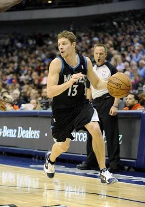 Jan 14, 2013: Minnesota Timberwolves point guard Luke Ridnour 13 during an NBA Basketball Herren USA game between the Minnesota Timberwolves and the Dallas Mavericks at the American Airlines Center in Dallas, TX Dallas defeated Minnesota 113-98 NBA Basketball Herren USA 2013: Timberwolves vs Mavericks JAN 14 - ZUMAcp2