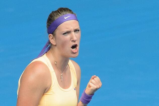 Jan. 17, 2013 - Melbourne, Victoria, Australia - January 17, 2013: Victoria Azarenka (BLR) celebrates her win in a second round match on day four of the 2013 Australian Open grand slam tennis tournament at Melbourne Park in Melbourne, Australia. Tennis 2013: Australian Open JAN 17 - ZUMAc04