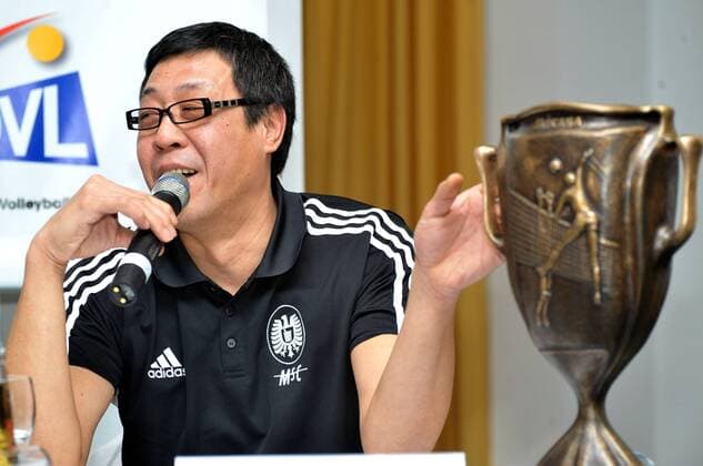 17-01-2013 pmk MU110379 Volleyball DVV-Pokalfinale Saison 2012 2013 Pressekonferenz Chang Cheng LIU -Trainer- Moerser SC