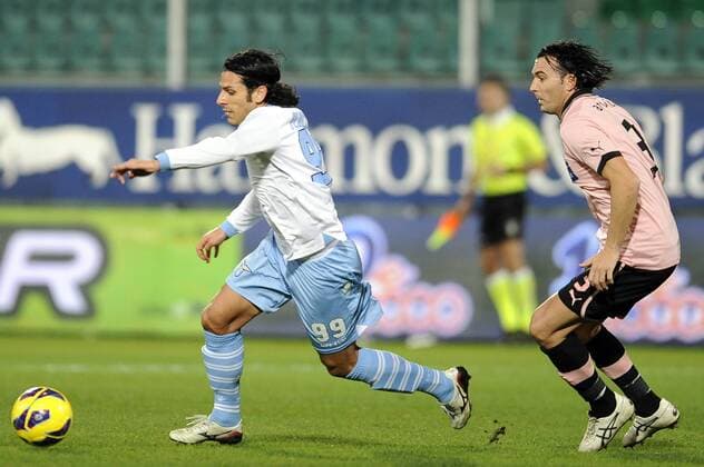 Sergio Floccari Lazio, Salvatore Aronica Palermo.19 1 2013 .Football Calcio 2012 2013 Serie A US Palermo vs Lazio Roma. fnozxinside