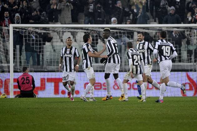 Paul Pogba esultanza , goal celebration , Juventus Juventus Turin - Udinese Calcio. Campionato Serie A - Torino 19 1 2013 Juventus Stadium Football Calcio 2012 2013 federicoxtardito