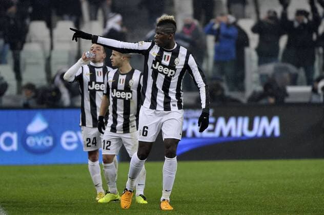 Paul Pogba esultanza , goal celebration , Juventus Juventus Turin - Udinese Calcio. Campionato Serie A - Torino 19 1 2013 Juventus Stadium Football Calcio 2012 2013 federicoxtardito