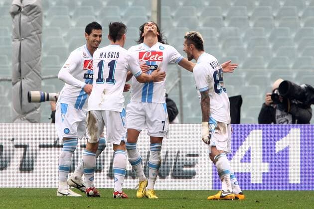 Edinson Cavani Napoli.Goal celebration - Serie A 2012 13. AC Florenz (ACF Fiorentina) v SSC Neapel PaoloxNucci