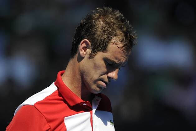21.01.2013 Melbourne, Australia. Richard Gasquet of France looking downcast in his match on day eight of the Australian Open from Melbourne Park. xEstherxLimx  ActionPlus11368232