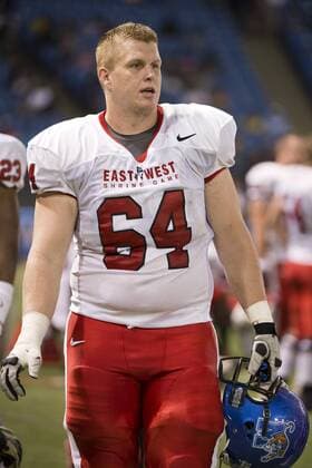 January 19, 2013: OL Jordan Devey (64) Memphis during 2nd half NCAA College League USA Football game action of the East West Shrine Game between East (White) and West (Blue). West defeated East 28-13 at Tropicana Field in St Petersburg, Florida. NCAA College League USA Football 2013: East West Shrine Game JAN 19 - ZUMAcg2