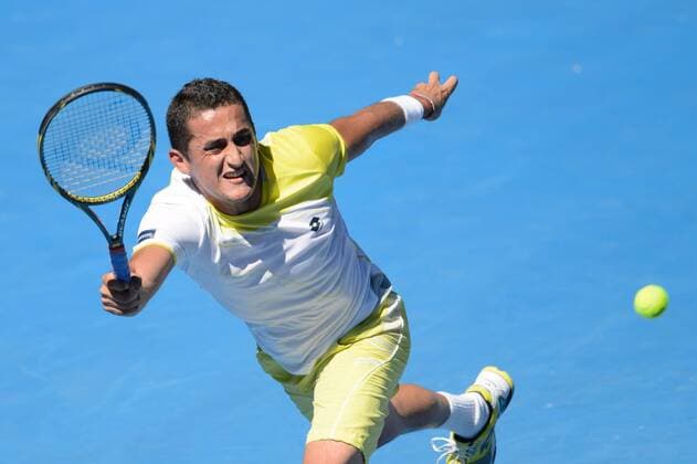 Jan. 22, 2013 - Melbourne, Victoria, Australia - January 22, 2013: Nicolas Almagro (ESP) in action in a quarterfinals match on day nine of the 2013 Australian Open grand slam tennis tournament at Melbourne Park in Melbourne, Australia. Sydney Low Cal Media Tennis 2013: Australian Open JAN 22 - ZUMAc04