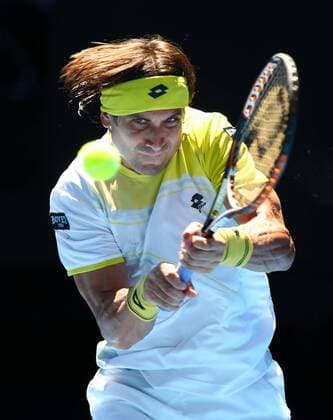 Australian Open 2013, Melbourne Park,ITF Grand Slam Tennis Tournament ,David Ferrer (ESP ,Aktion, Einzelbild,Halbkoerper,Hochformat,