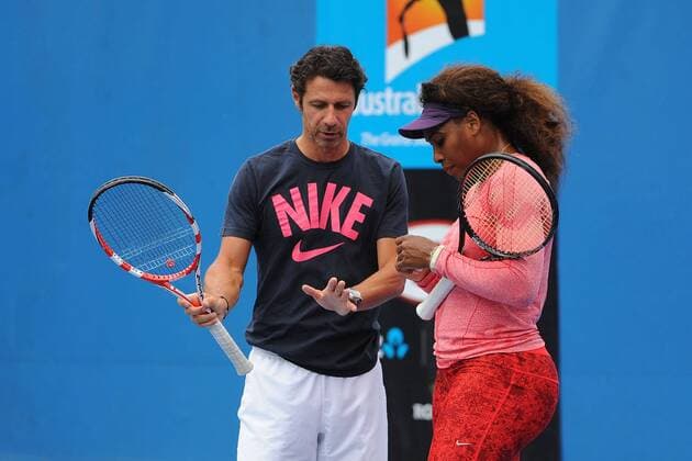 Serena Williams (USA) Patrick Mouratoglou (FRA) TENNIS : Open d Australie - Melbourne - 22 01 2013 Bouyer Tennismag Panoramlc 