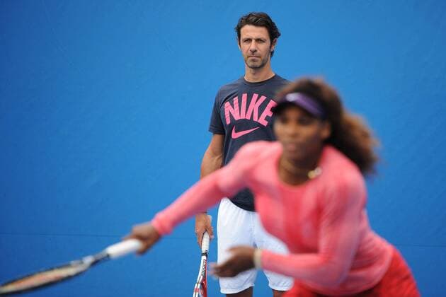 Serena Williams (USA) Patrick Mouratoglou (FRA) TENNIS : Open d Australie - Melbourne - 22 01 2013 Bouyer Tennismag Panoramlc 