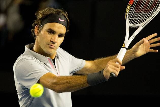 Jan. 23, 2013 - Melbourne, Victoria, Australia - January 23, 2013: Roger Federer (SUI) in action in a quarterfinals match on day ten of the 2013 Australian Open grand slam tennis tournament at Melbourne Park in Melbourne, Australia. Tennis 2013: Australian Open JAN 23 - ZUMAc04