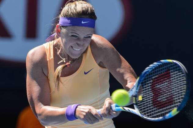 Jan. 24, 2013 - Melbourne, Victoria, Australia - January 24, 2013: Victoria Azarenka (BLR) in action in a semifinals match on day eleven of the 2013 Australian Open grand slam tennis tournament at Melbourne Park in Melbourne, Australia. Media Tennis 2013: Australian Open JAN 24 - ZUMAc04