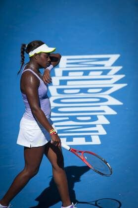 Jan. 24, 2013 - Melbourne, Victoria, Australia - 19 year old rising tennis star SLOANE STEPHENS (USA) in match play at the 2013 Australian Open Womens Semifinals . Temperatures rose to nearly one hundred degrees F during the afternoon match at Melbournes Rod Laver Arena . Tennis 2013 - Australian Open - Day 11  - ZUMA Au