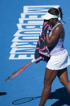 Jan. 24, 2013 - Melbourne, Victoria, Australia - 19 year old rising tennis star SLOANE STEPHENS (USA) in match play at the 2013 Australian Open Womens Semifinals . Temperatures rose to nearly one hundred degrees F during the afternoon match at Melbournes Rod Laver Arena . Tennis 2013 - Australian Open - Day 11  - ZUMA Au