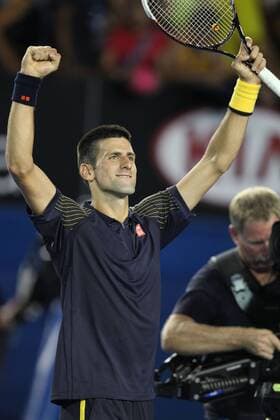 Novak Djokovic, SRB, after semi-final of the 2013 Tennis Australian Open in Melbourne, 24 01 2013 -