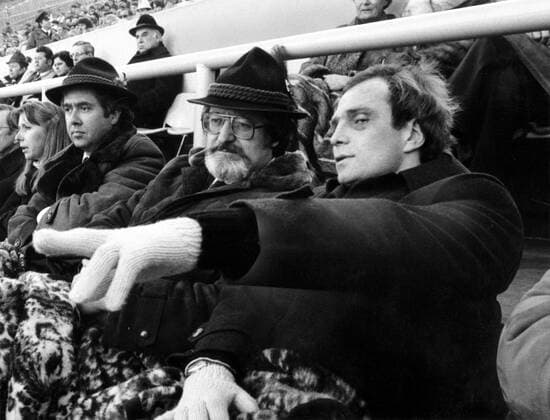 Manager Uli Hoeneß (re.) neben Präsident Willi O. Hoffmann (Mitte) und Fritz Scherer (alle FC Bayern München)