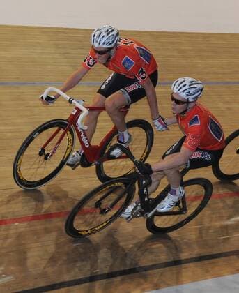 Radsport, 102. Berliner Sechstagerennen 2013, Team 13, v. l. Artur Ershov und Leonid Krasnov (beide Russland), 24.01. 2013,