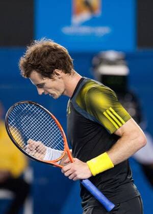 (130125) -- MELBOURNE, Jan. 25, 2013 (Xinhua) -- Andy Murray of Britain celebrates after scoring during the men s singles semifinal match at the 2013 Australian Open tennis tournament in Melbourne, Australia, Jan. 25, 2013 (Xinhua Bai Xue) (jyc) AUSTRALIA-MELBOURNE-TENNIS-MEN S SINGLES-SEMIFINAL 
