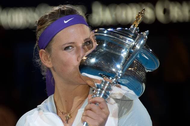 Jan. 26, 2013 - Melbourne, Victoria, Australia - January 26, 2013: Victoria Azarenka (BLR) celebrates after winning the 2013 Australian Open grand slam tennis tournament at Melbourne Park in Melbourne, Australia. Tennis 2013: Australian Open JAN 26 - ZUMAc04
