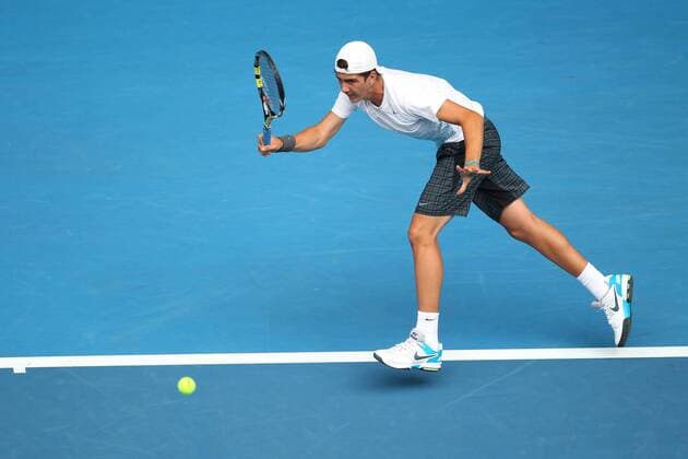 Thanasi Kokkinakis, AUS, playing the juniors final of the 2013 Tennis Australian Open in Melbourne, 26 01 2013 -