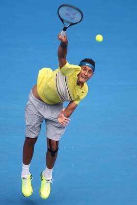 Nick Kyrgios, AUS, playing the juniors final of the 2013 Tennis Australian Open in Melbourne, 26 01 2013 -