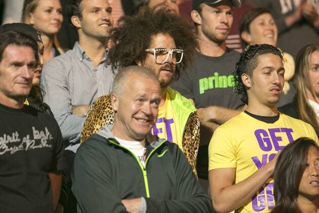 26 January 2013 : Team Azarenka and Victoria Azarenka s boyfriend Redfoo from lmfao during Day 13 of the womens final at Rod Laver Arena at the Australian Tennis open Grand Slam event at Melbourne Park, Melbourne Australia. TENNIS: JAN 26 Australian Open Icon13012660 EDITORIAL USE ONLY