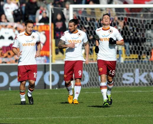 Football - soccer: Serie A, FC Bologna - AS Rom, Francesco Totti - Daniel Pablo Osvaldo - Alessandro Florenzi - xHOCHxZWEIx xItalyxPhotoxPressx 