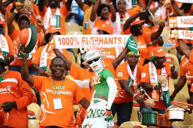 RUSTENBURG, SOUTH AFRICA - JANUARY 30, Ivory Coast fans during the 2013 African Cup of Nations match at Royal Bafokeng Stadium on January 30, 2013 in Rustenburg, South Africa Gallo1020487