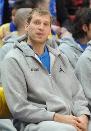 ITAR-TASS: MOSCOW REGION, RUSSIA. JANUARY 26, 2013. Player of BC Khimki Sergei Monya seen during the meeting.  RE112907
