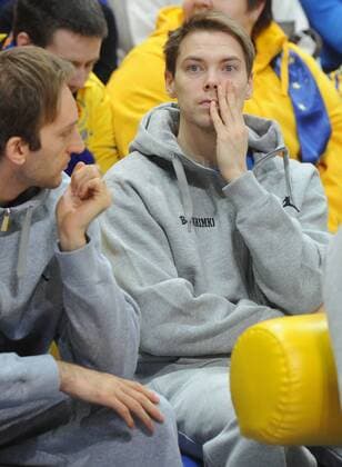 ITAR-TASS: MOSCOW REGION, RUSSIA. JANUARY 26, 2013. Player of BC Khimki Petteri Koponen seen during the meeting.  RE11290B