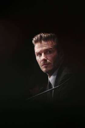 British football player David Beckham attends a press conference at the Parc des Princes stadium in Paris on January 31, 2013 to announce that he joined the team of football club Paris Saint Germain (PSG). 